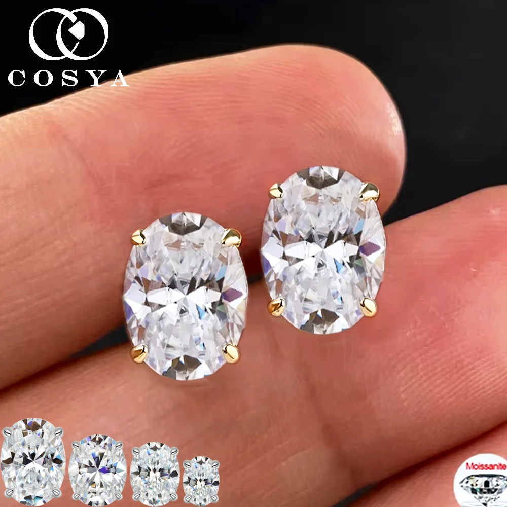 

COSYA 1-5CT Oval Moissanite Earrings for Women S925 Silver Plated 18K Gold Certified Pass Diamond Test Wedding Fine Jewelry Gift