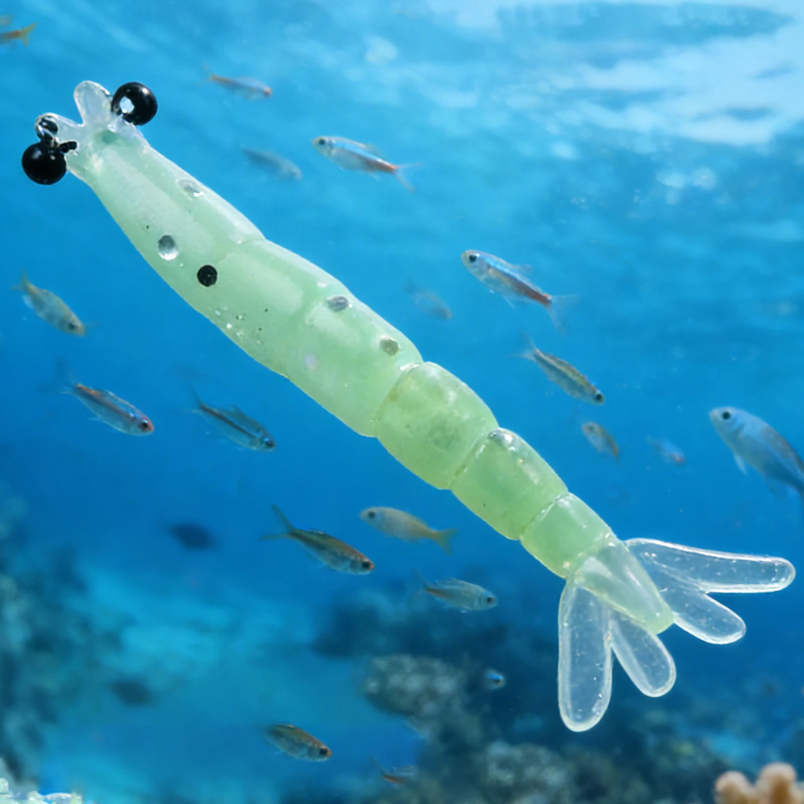 20Pcs Soft Worm Shrimp Fishing Lure Glitter Direct Fishing Tackle Lures 3D Shrimps Artificial Baits For Stream Fisher