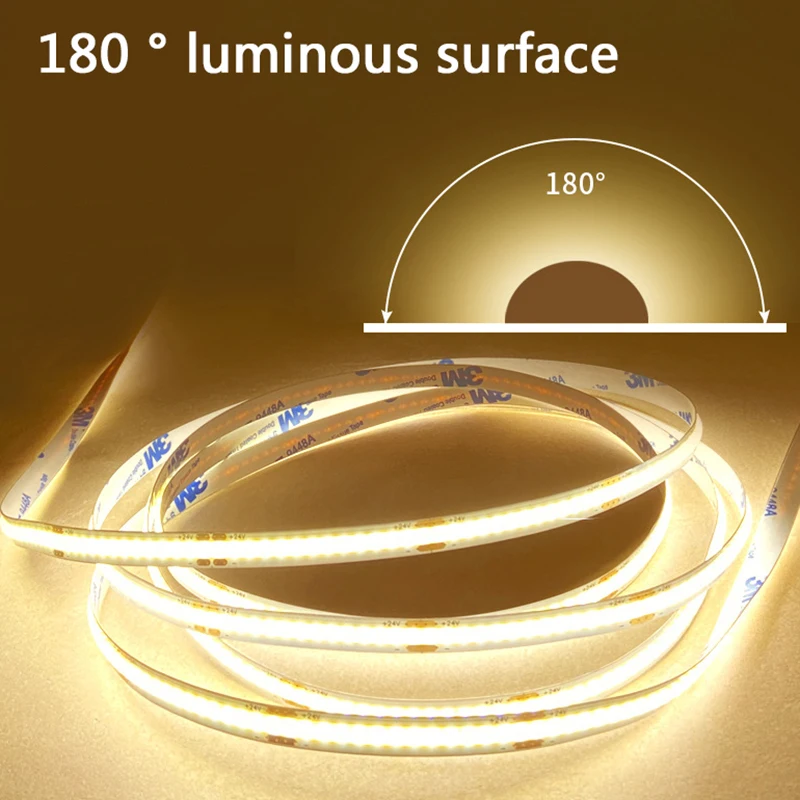 Linear 5V COB LED Strip Light 328LEDs/m High Density Flexible LED Ribbon Tape LED Lighting for Cabinet Kitchen Backlight