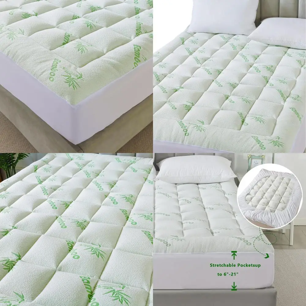 

Наматрасник королевского размера с подушкой, совместимый с матрасом 6–18 дюймов, мягкий дышащий для облегчения боли в спине