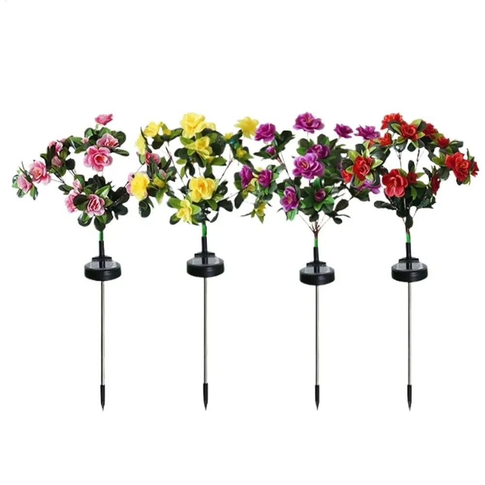 

Creative Solar Powered Azalea Lamp Waterproof Colorful Flower Stake Lights Energy-saving Cordless Garden Floor Lamp