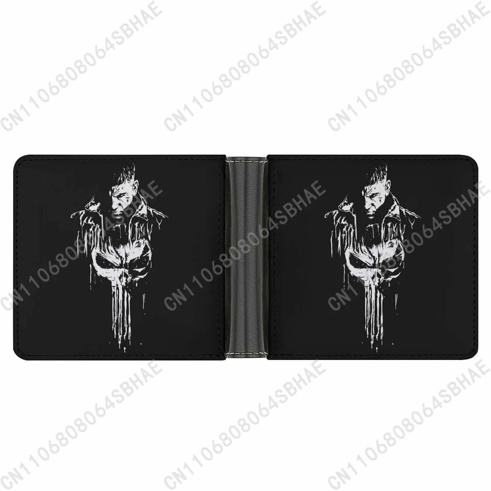 

Marvel The Punisher Trendy Leather Wallet Teenage Male Woman Personalized Slim Credit Card Holder Small Purse Daily Use Cosplay