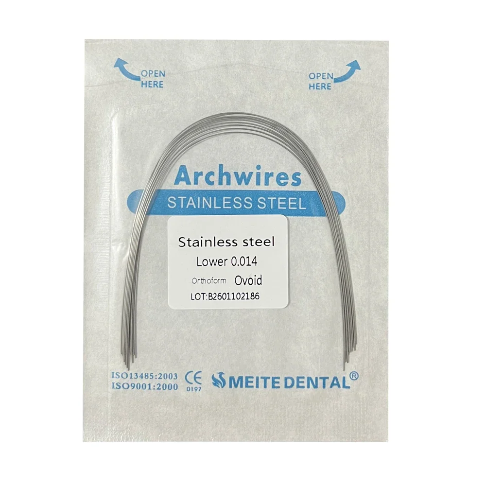 Alambre de acero inoxidable para ortodoncia Dental, forma ovoide redonda/Rectangular, Material para dentista, 10 unids/lote por paquete