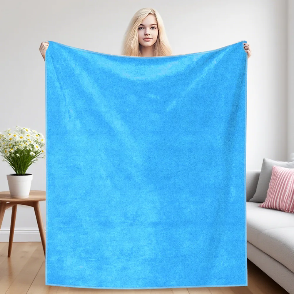 Solid Cyan Flannel Luxury Blanket, Lightweight And Comfortable Woolen Blanket, Ultra-Fine Fiber