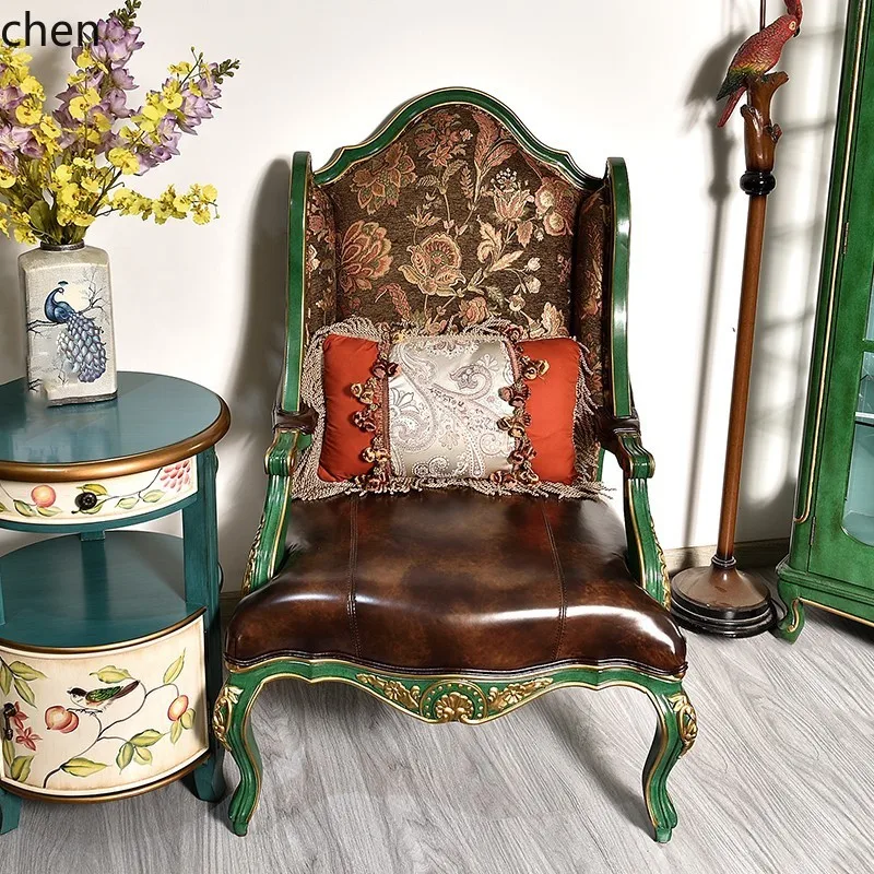 

HXL Single Sofa Chair Solid Wood Living Room Balcony Negotiation Leisure Chair