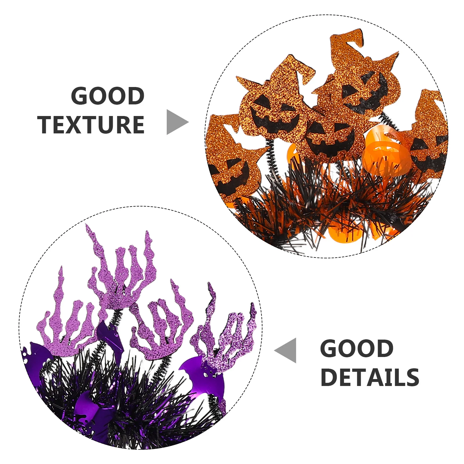 6Pcs Halloween Headband Spooky Tinsel Design with Pumpkin Spider Motifs for Women Girls Party Favors Photo Booth Props Accessory