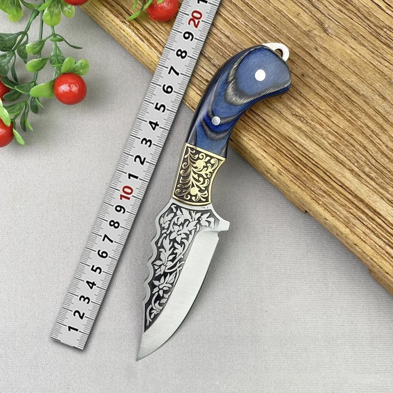 

Маленький прямой нож с деревянной ручкой, острый нож для самообороны, фруктовый нож, резной высокоуглеродистый