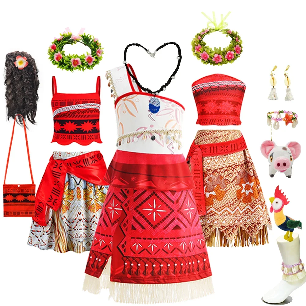 Abito Moana per ragazze Vaiana Cosplay Kid Costume di Halloween Natale Compleanno Vestiti Outfit