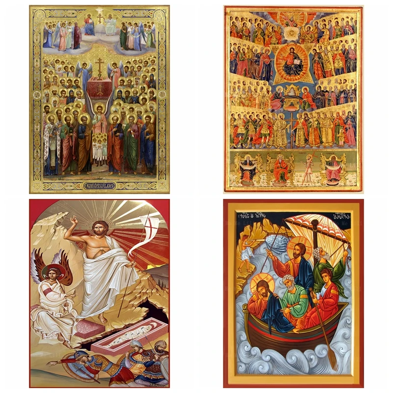 Alle Saints Beten Jesus Christus Auferstehung Unerschütterliche Unter Den Wellen Othodox Icon Leinwand Wand Kunst Durch Ho Mich Lili Für wohnkultur