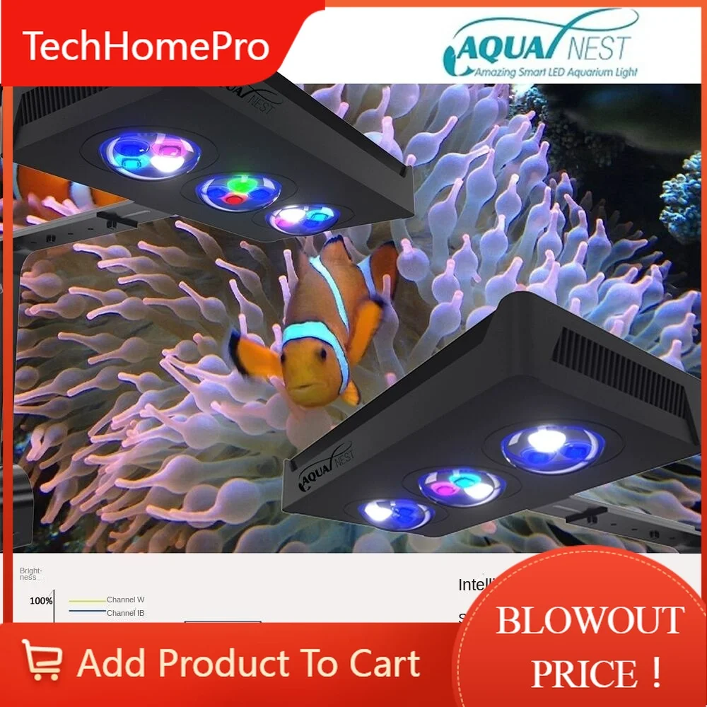 Светодиодная лампа TechHPSmart Coral Light 30W 40W WiFi с полным спектром для аквариумов, регулируемая цветовая температура, интеллектуальное управление