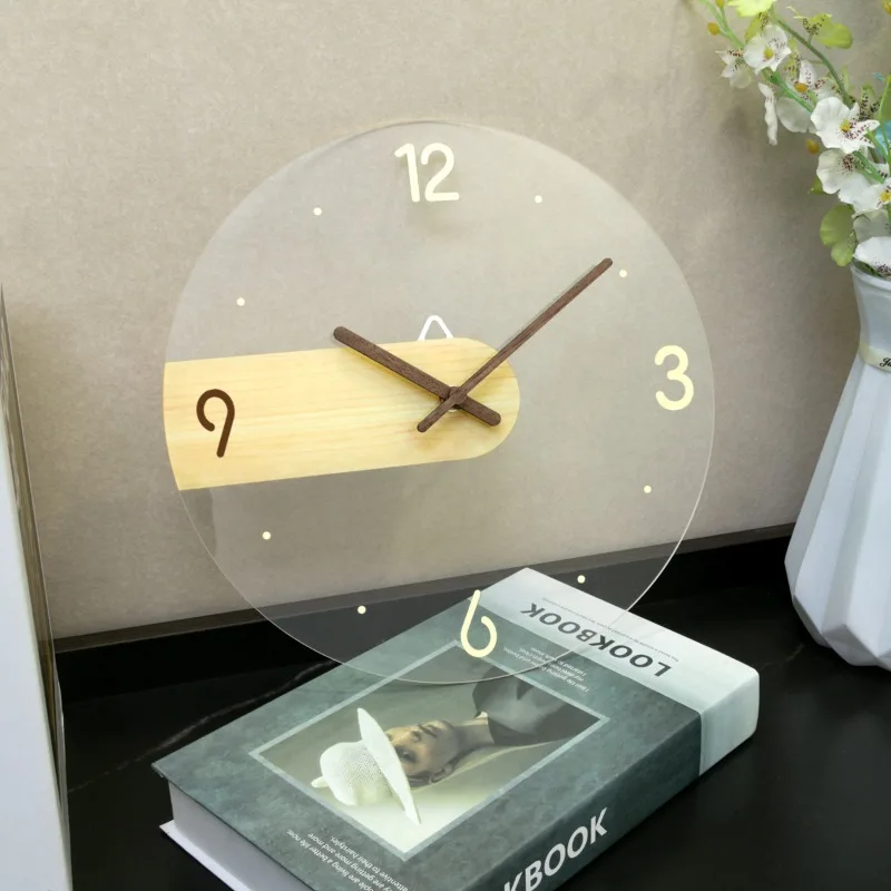 Modern Glass Wall Clock Decorative Wall Watch Silent Aesthetic Clocks Minimalist Elegant Living Room Watches Room Ornaments