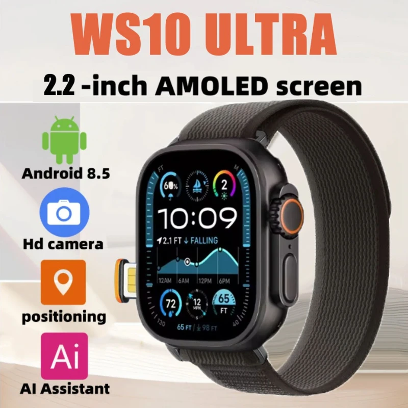 

Умные часы WS10 ultra обеспечивает 4G5G Andorid 90 800 Вт, WIFI, GPS, положение HR, Google Player, приложение Download S10 Ultra Smart Watch
