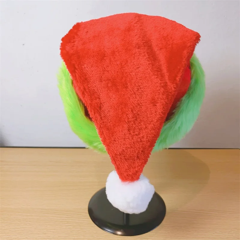 Christmas Party Hat Funny Contrast Colors Fur Santa Hat for Adult Holiday Cosplay Costume Props Accessory