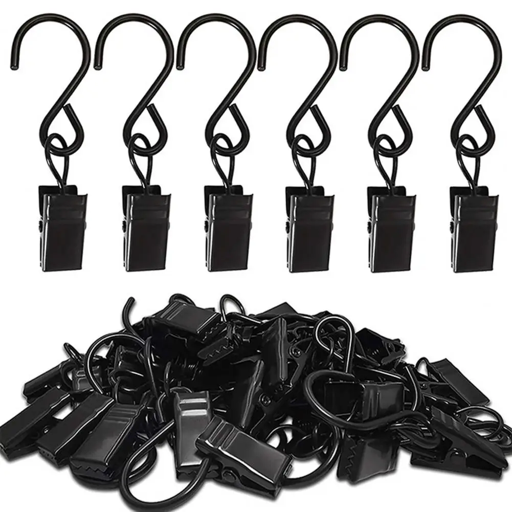 

S-shaped Hook Clip Bathroom Curtain Clip Versatile Sturdy Metal Curtain Clips 46pcs Heavy Duty S-shaped Hooks for Bathroom