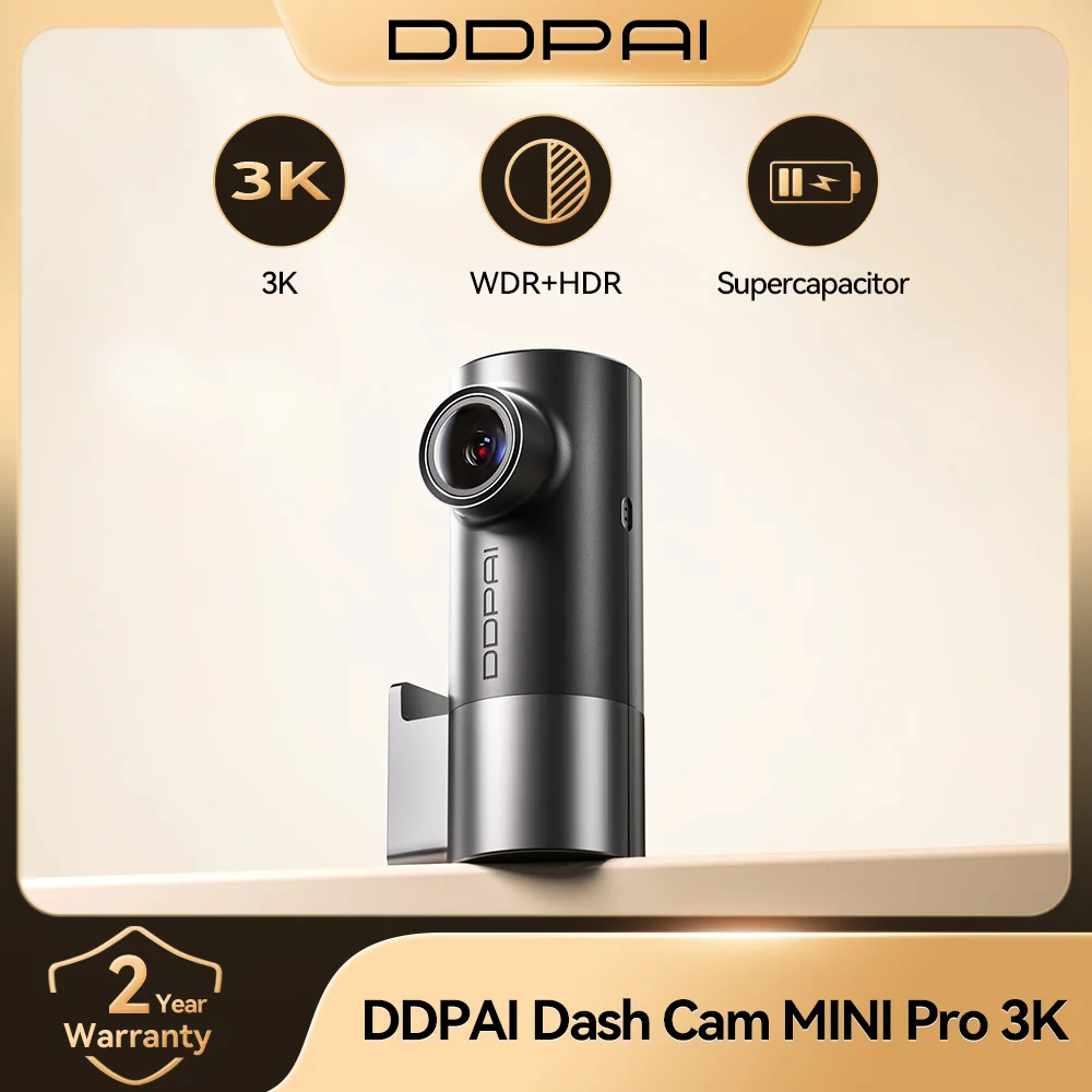 New DDPAI MINI Pro 3K Dash Cam 1620P HDR Car DVR WiFi Night Vision WDR 24H Parking Monitor Voice Control 143° FOV