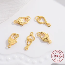 S925 Sterling Silver Heart Shape Heart Shaped Lobster Clasp Hooks for Jewelry Making Necklace&Bracelet Chain Accessories SK69