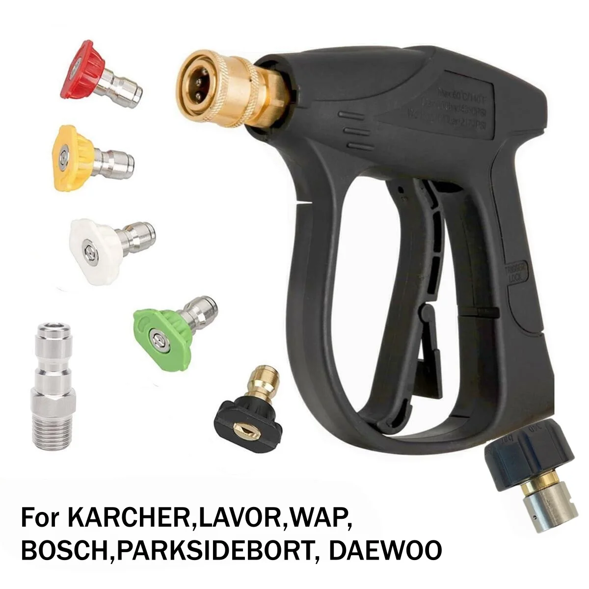 Pistola de lavagem de alta pressão com adaptadores para mangueiras e bicos de pulverização KARCHER LAVOR WAP BOSCH Parkside Bort