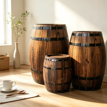Rustic Oak Barrel Planter 1