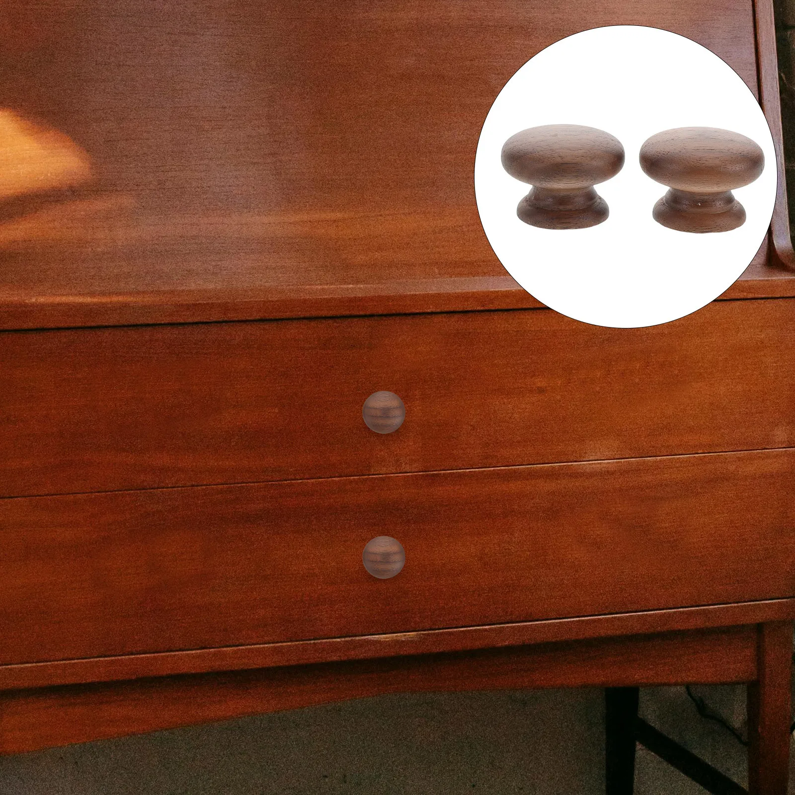 

2Pcs Wooden Mushroom Cabinet Knobs Round Drawer Pulls Rustic Furniture Handles for Kitchen Bedroom Living Room