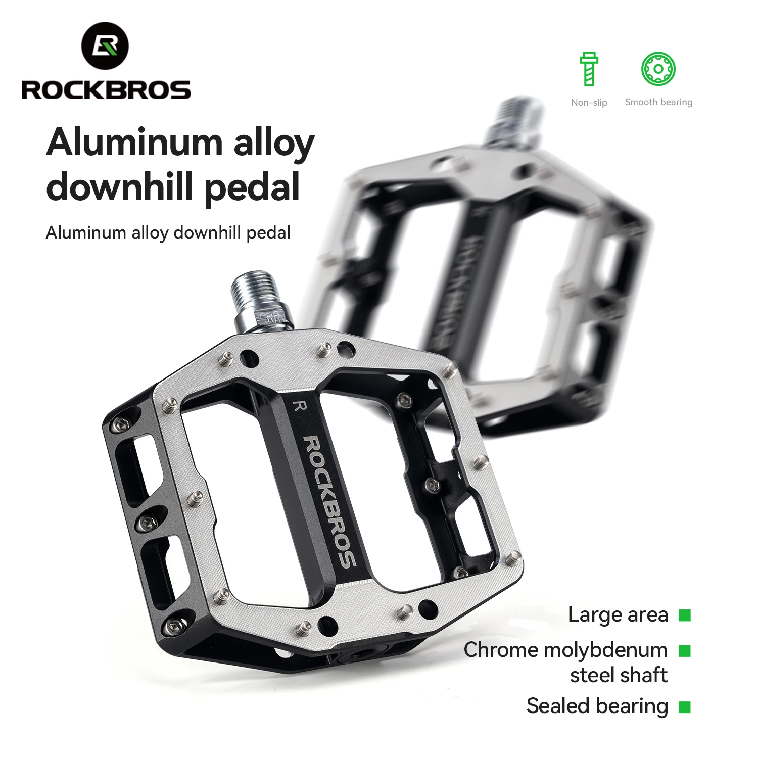 

ROCKBROS велосипедные педали из алюминиевого сплава с CNC широкие педали на плоской платформе антикоррозийные велосипедные педали с герметичным подшипником из нержавеющей стали