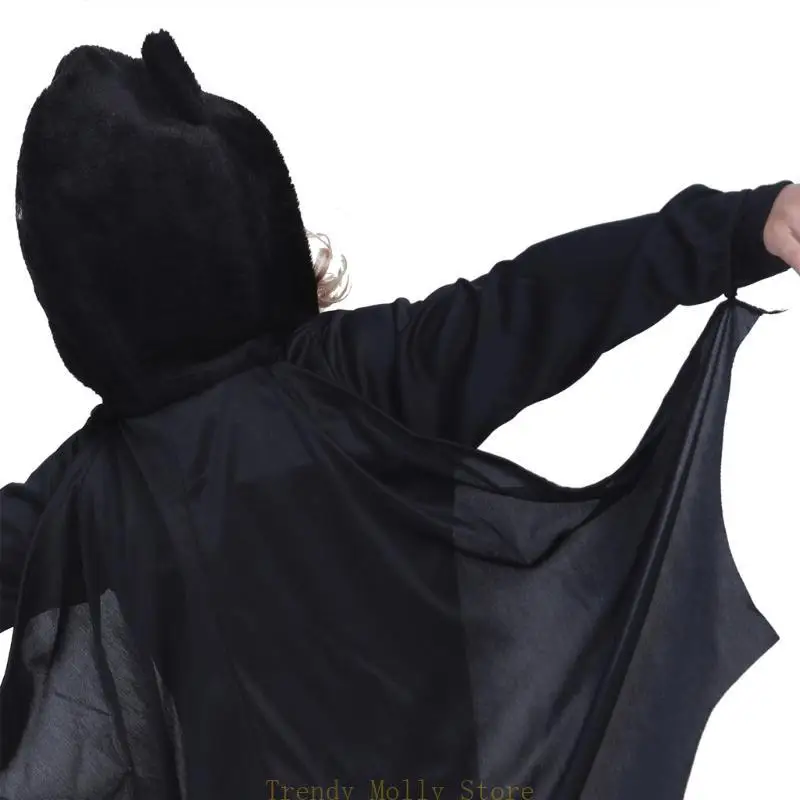 N5KB Halloween Bat Costume Bat Wing Cape Hallween Bat Cosplay Costume for Kids Adults