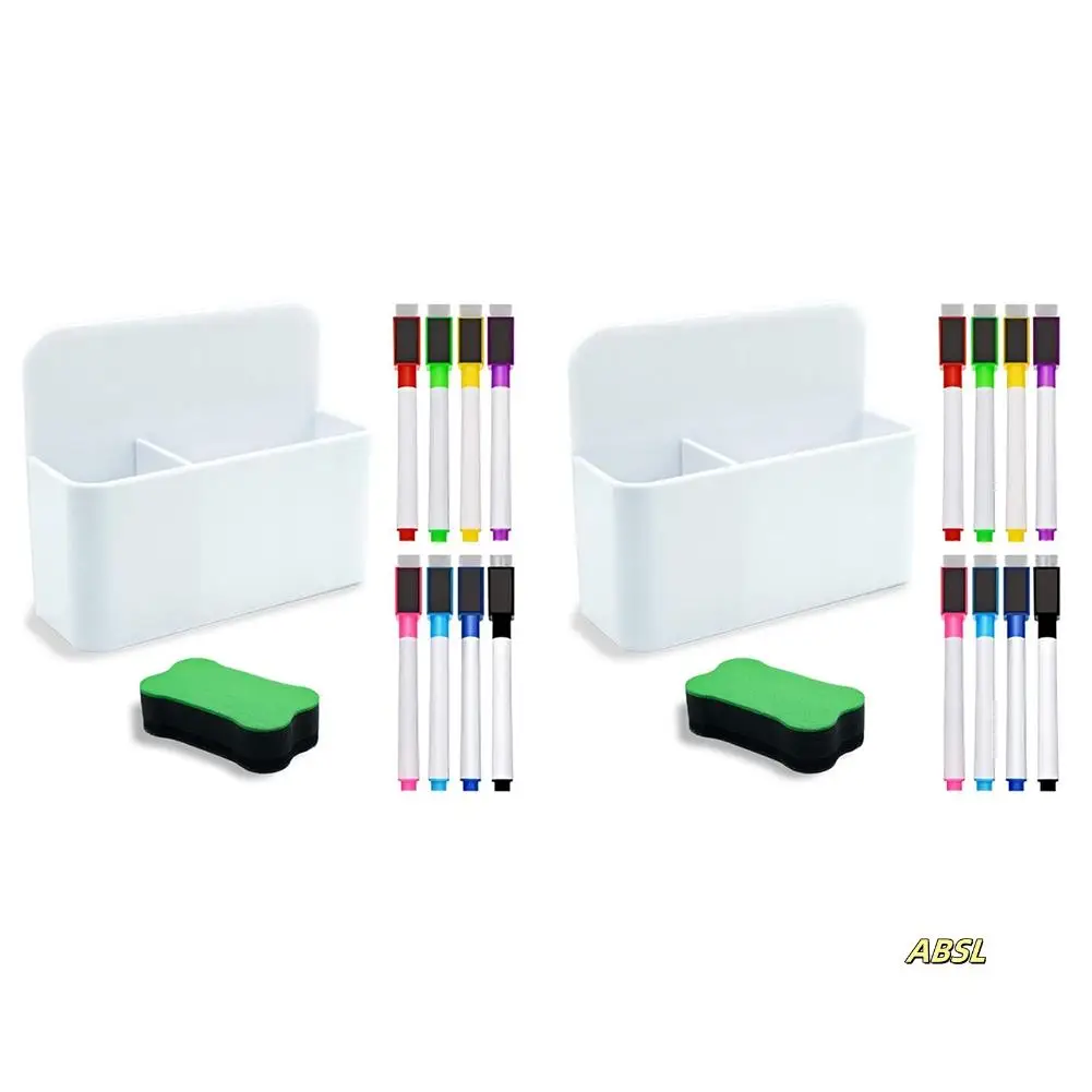 2X Magnetic Dry Erase Marker Holder, Magnetic Marker Holder For Whiteboard, 16 Pieces Magnetic Dry Erase Markers