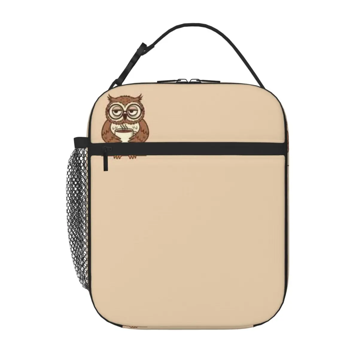 Bestselling Coffee Owl Funny Morning Animal Design Breathable Design Small Lunch Bag After School Snack Compact Lunch Bag