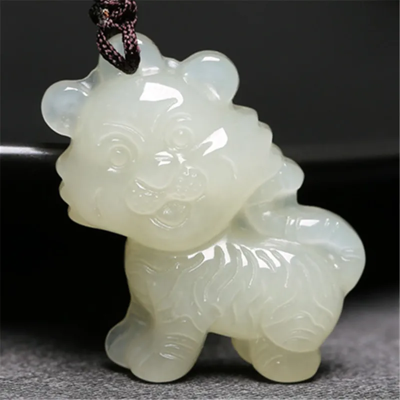 Colgante de Jade del zodiaco para hombre y mujer, tridimensional, dibujos animados, Xinjiang, Natural, Hetian, Jade blanco, rata, año