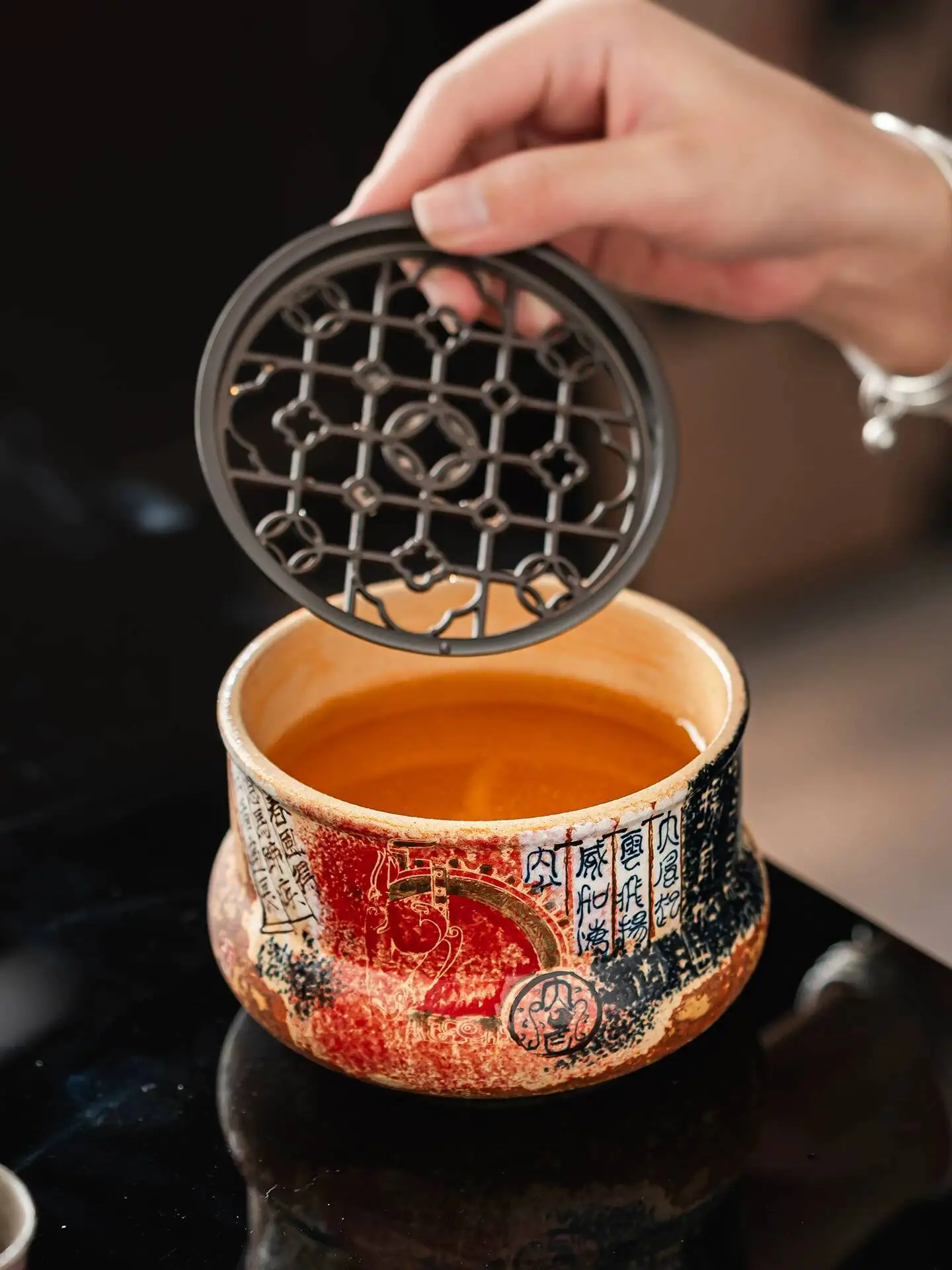 Ancient Chinese Stye Dunhuang Ceramic Bow, Househod Residue Container, Tea Set Accessories, Waste Bucket, Water Washing