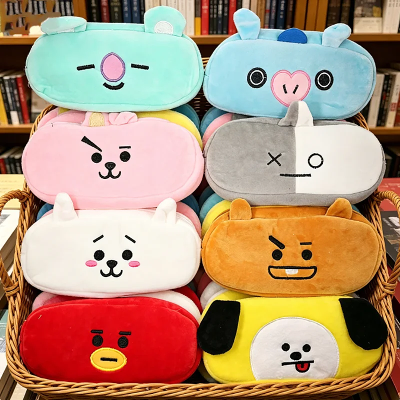 BT21 Pen Bag Creative Animal Pen Bag Thin Printed Rectangular Stationery, Learning Supplies, Makeup Supplies Storage
