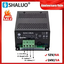 DC12V 6A 24V 3A Auto Intelligent Battery Charger Module Diesel Generator Float Charging Power Adapters Genset Parts BAC06A