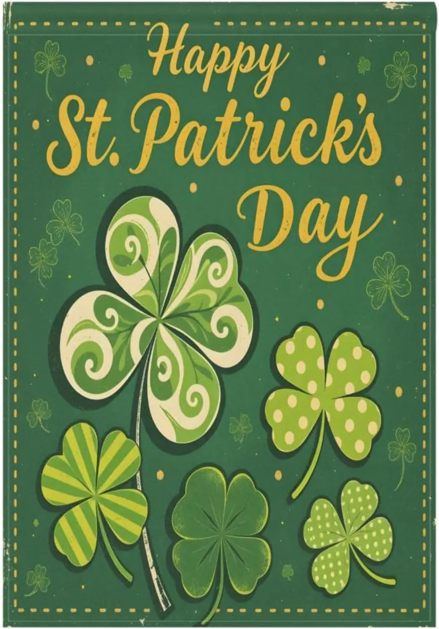 SUABO Shamrock Garden Flag 12x18inch Double Sided Outside, Rustic Yard Outdoor Decorative Flag, Seasonal Yard Outdoor Flag ZZM