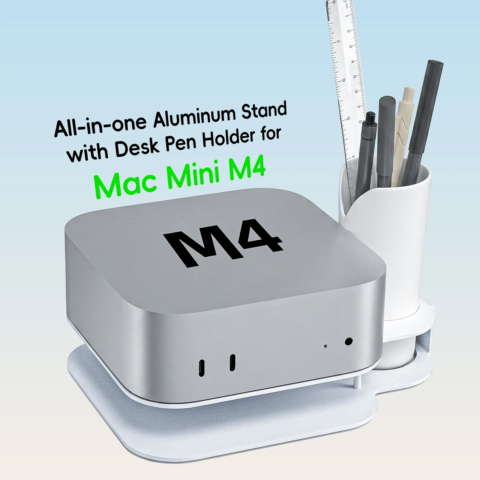 Aluminum Stand for Mac Mini M4 Pro with Pen Holder Cooling Riser Mount