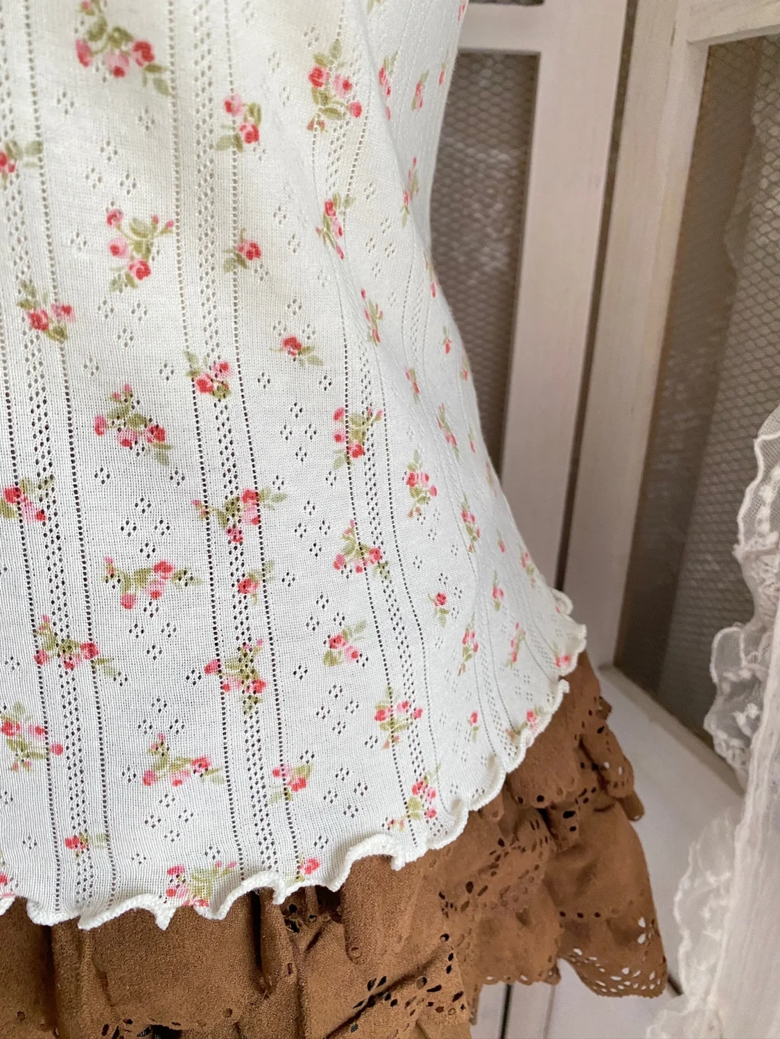 Dophee Original Spring Summer Women Vintage Floral Camisole Elegant Bow Lace Camis Japan Style Slimming Young Girl Tanks Tops