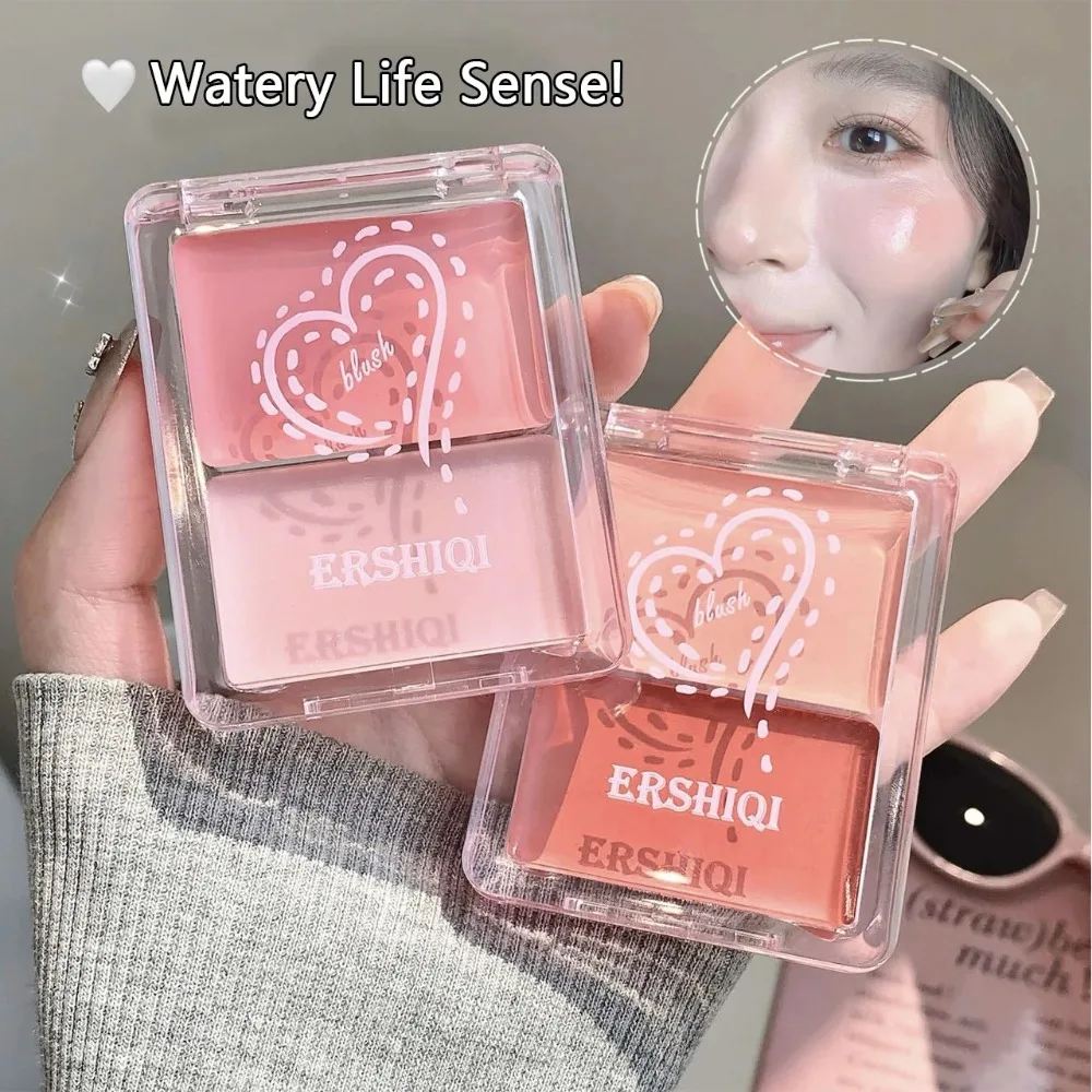 Water Lichte Wang Blush Crème 2-kleuren Hydraterende Make-up Rouge Langdurige Waterdichte Hoogglans Blusher Gezichtsmake-up Cosmetisch