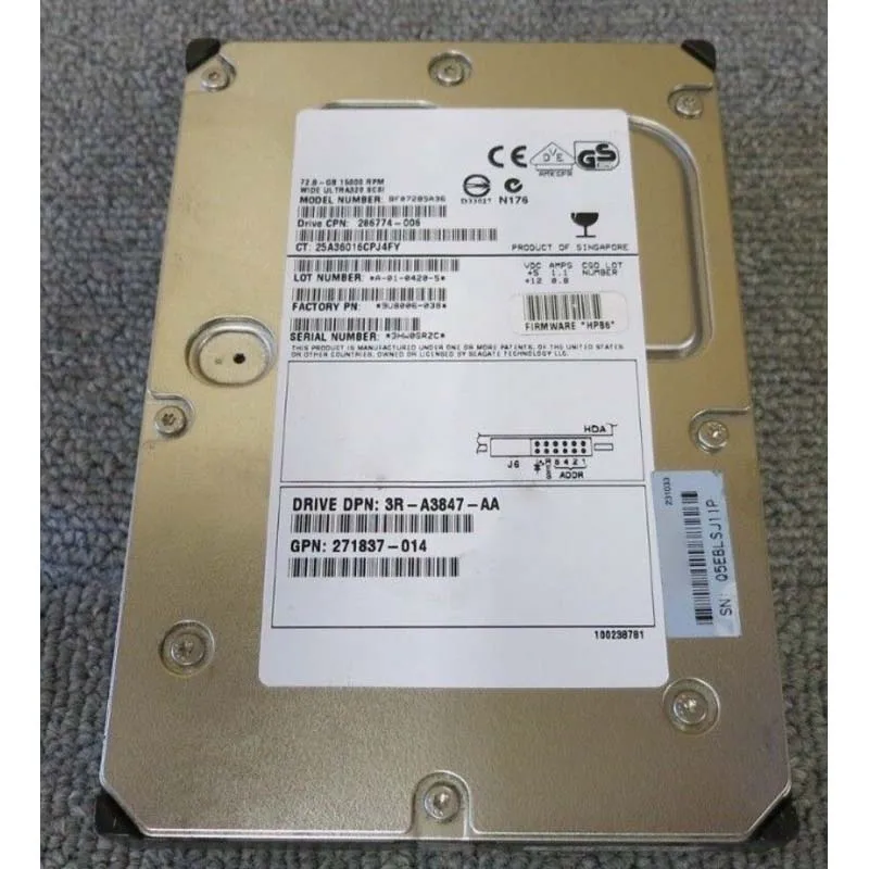 

100%New In box 3 year warranty 286774-006 U320 72.8G 15K SCSI 271837-014 Need more angles photos, please contact me