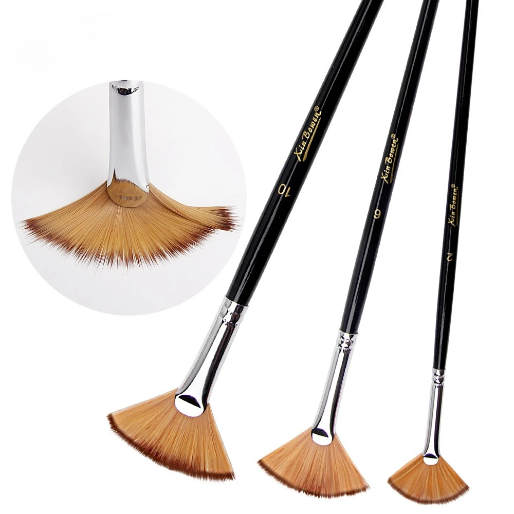 3-Piece Fan Brush Set for Oil, Acrylic & Watercolor product image