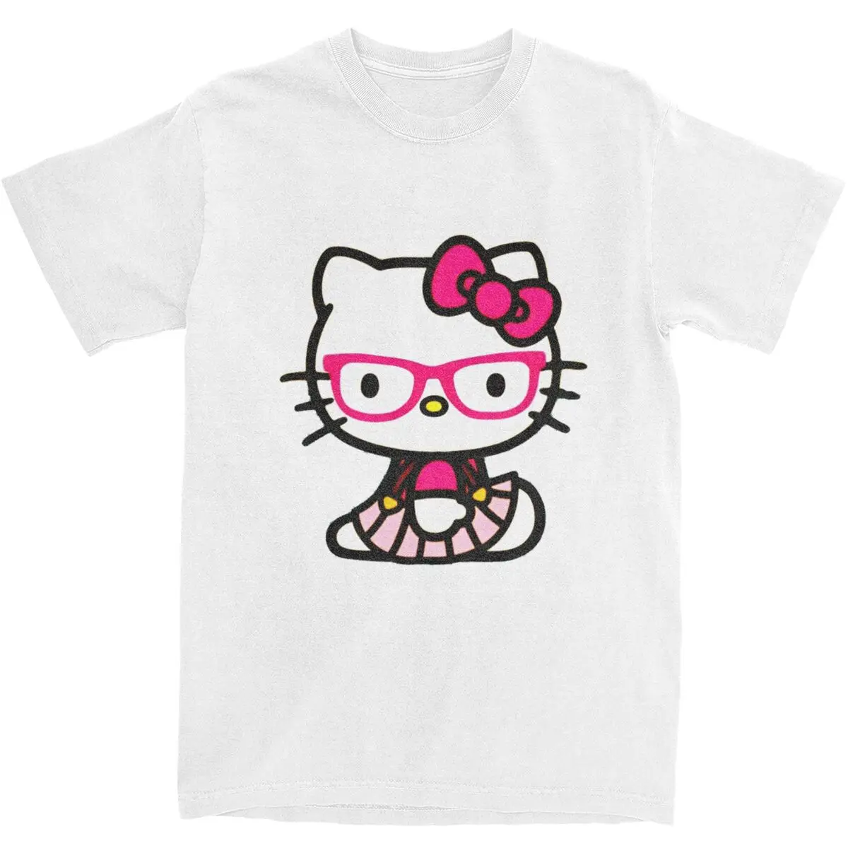 Hello Kitty Cartoon (6)-bayingimg T-Shirt Men Funny 100 Cotton T Shirts Summer Crewneck Fashion Tees Design Big Size Clothing