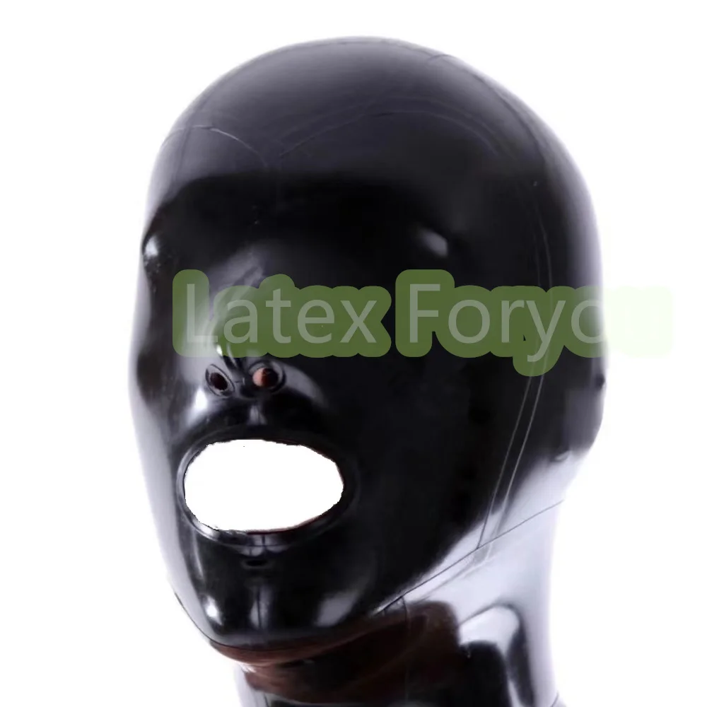 

Latex Mask Black Hood Open Nose and Mouth Close Eyes Fetish for Catsuit Party Wear