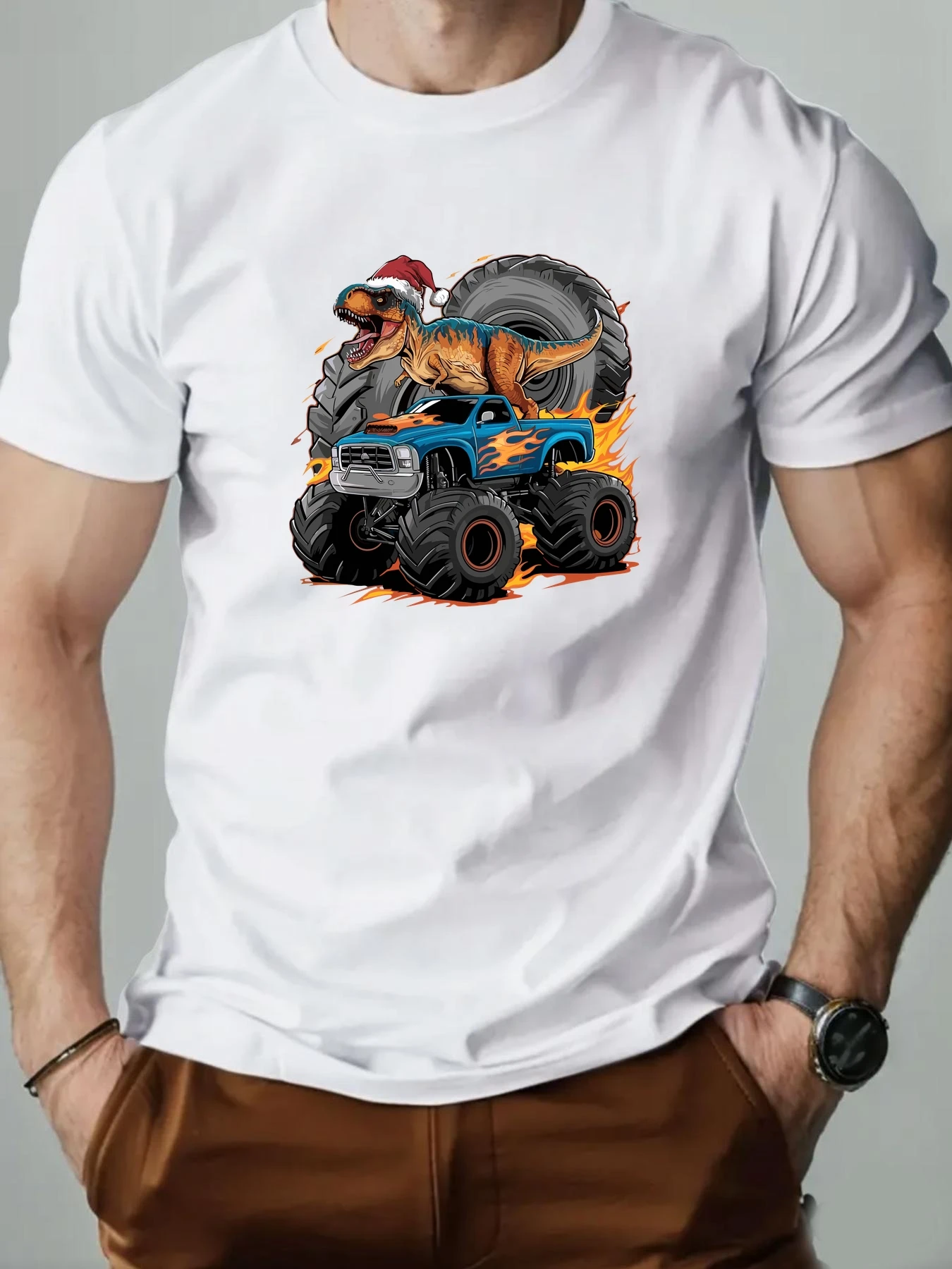 

Men t-shirt 100% Cotton Motorcycle Pattern Print Round Neck Breathable Streetwear Oversized Tee Casual High quality Clothing