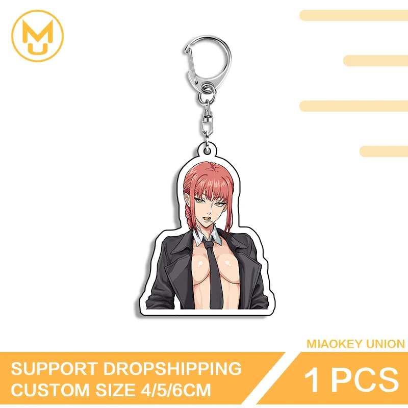 Makima Cool Girl Red Hair Attractive Personality Double Sided Acrylic Keychain Publicized Personality Personal Hobby Toys