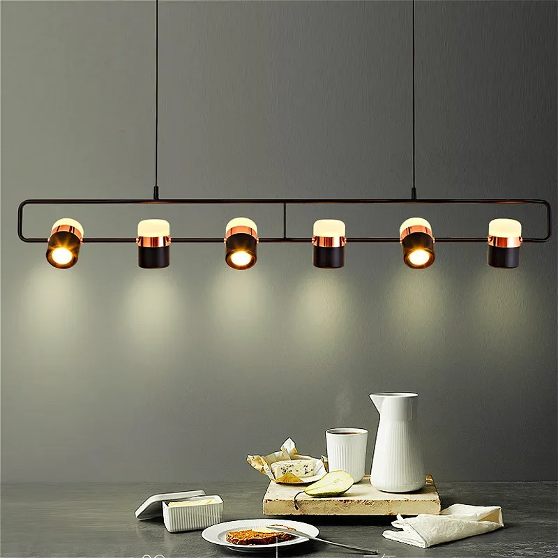 

Nordic Modern Restaurant LED Chandelier Lighting Designer Black Gold Combination Hanging Chandelier Kitchen Dining Chandelier