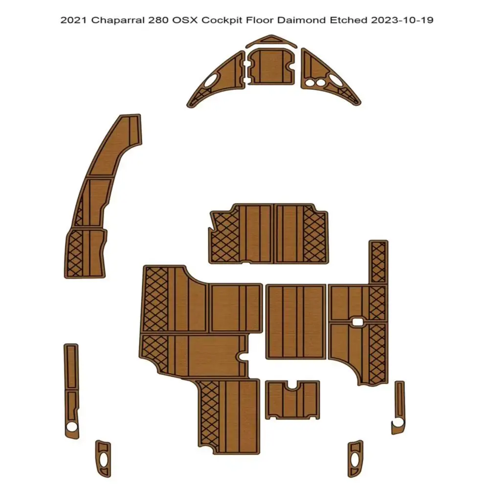 

2021 Chaparral 280 OSX Cockpit Pad Boat EVA Foam Faux Teak Deck Floor Mat SeaDek MarineMat Gatorstep Style Self Adhesive dh71
