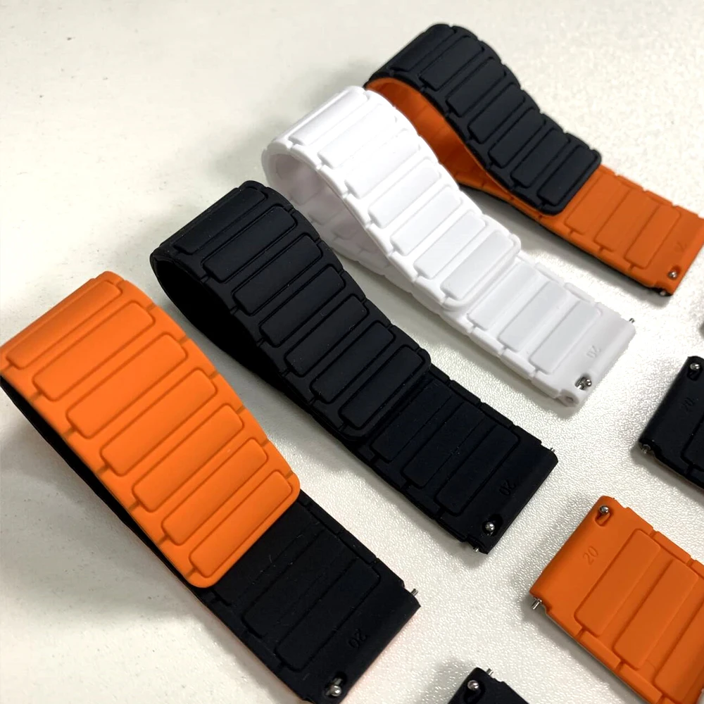 22 مللي متر 20 مللي متر حزام السيليكون المغناطيسي لساعة سامسونج جالاكسي 7 6 5 4 40 مللي متر 44 مللي متر 5Pro 45 مللي متر جير S3 6 4 الكلاسيكية استبدال سوار لينة