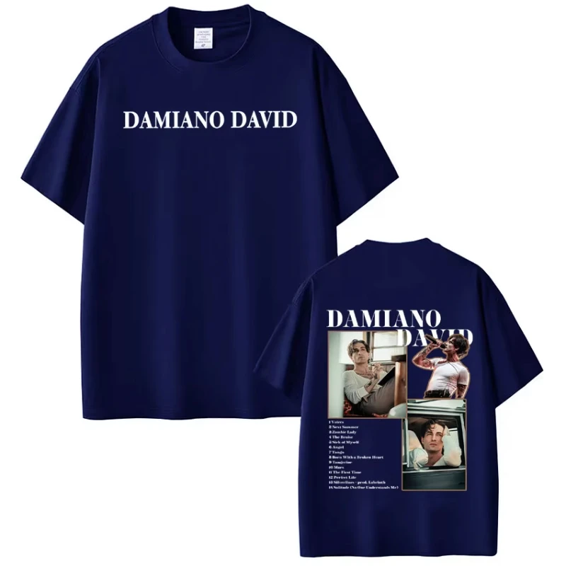 Damiano David Funny Little Fears World Tour Graphic T Shirt Men Women High-quality Clothing T-shirt Cotton Casual Loose T-shirts