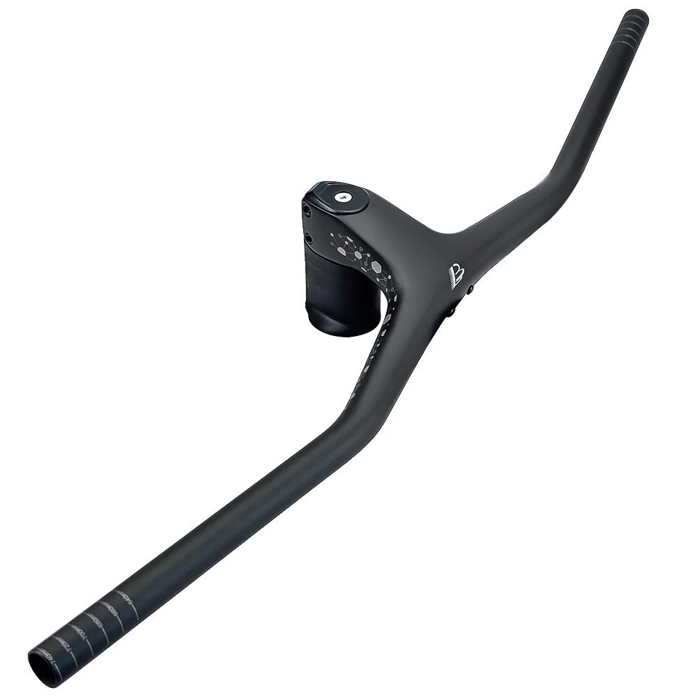 BALUGOE Carbon Mountain Bike Integrated Handlebar 28.6mm -17Degree Mtb Handlebars and Stem 740mm60/70/80/90/100mm Bicycle handle