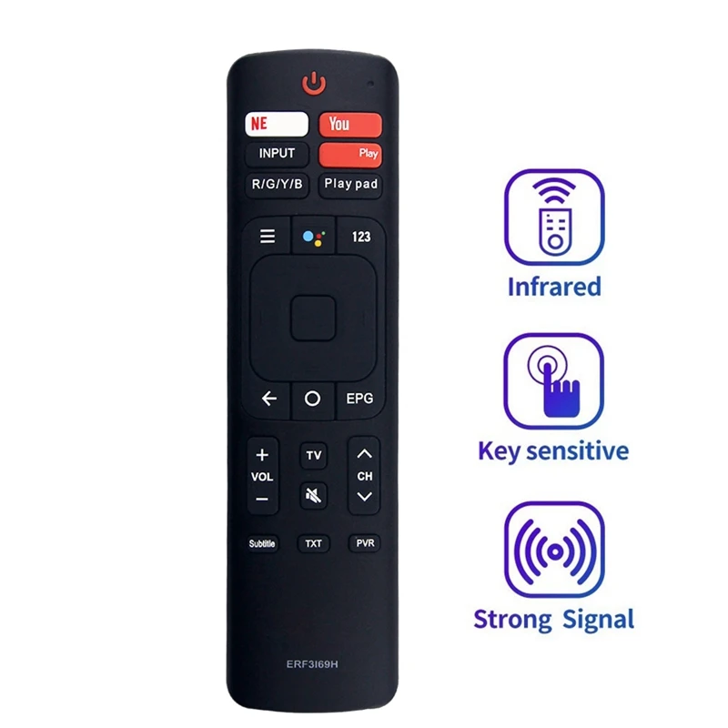 รีโมทคอนโทรลสั่งงานด้วยเสียง ERF3I69H ทดแทนสำหรับสมาร์ทโฟน4K UHD ทีวีพร้อมระบบช่วย Command ด้วยเสียง