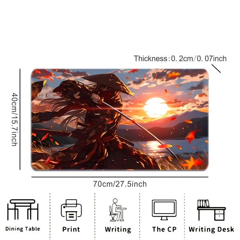 Samurai Sunset Anime Extended Mouse Pad Premium Rubber Non-Slip Stitched Edges Gaming Desk Mat