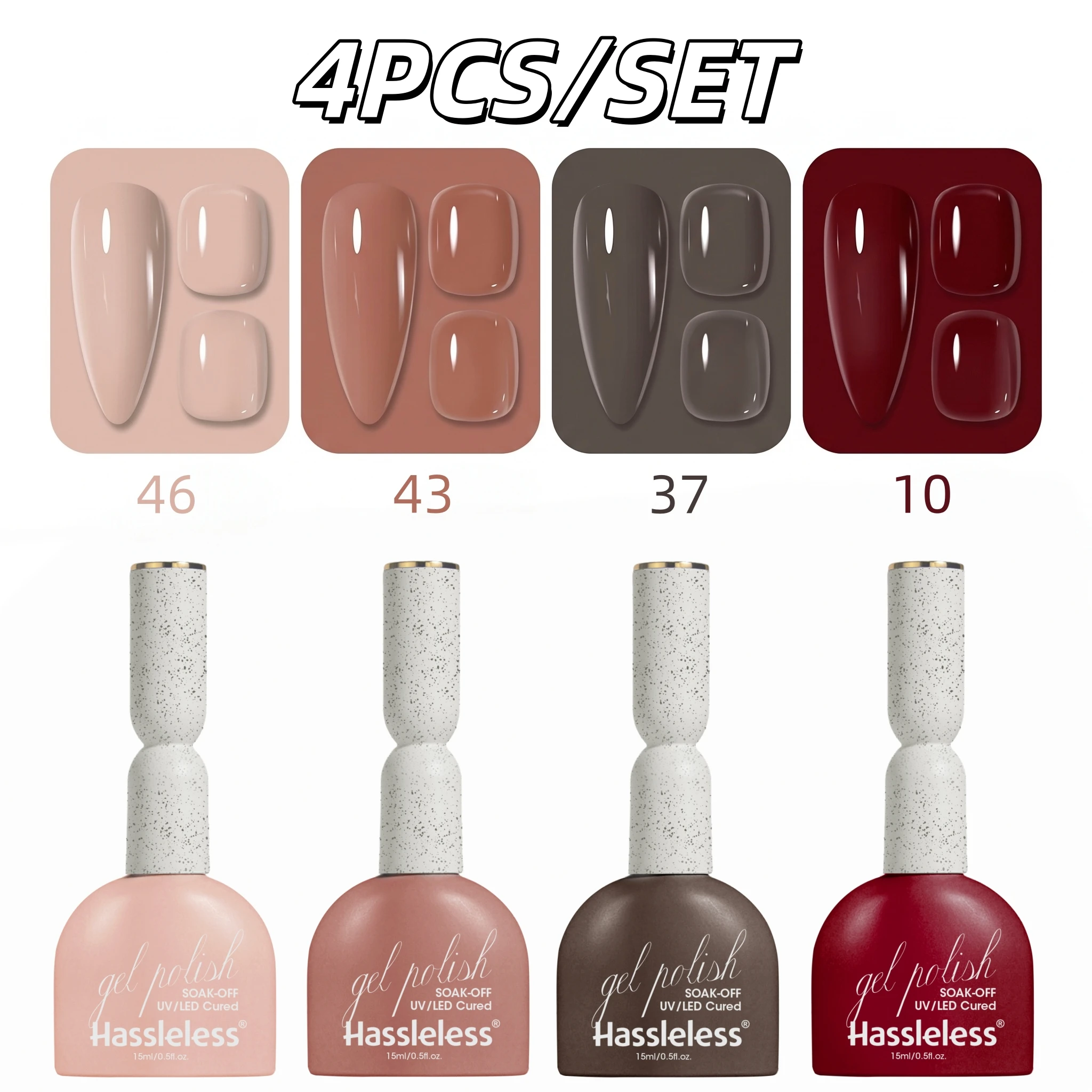 Hassleless 4Pcs Autumn and Winter Atmosphere Nail Gel Set, Versatile and Stylish Nail Gel, Long-Lasting and Fade-Resistant, Suitable for Holidays, Dates, and Daily Commuting, Nail Art Design Set, the Perfect Gift for W