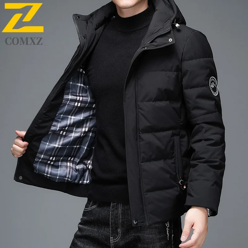 COMXZ Men Parker Coat Trendy Ski Street Warm Windproof Casual Travel Cotton Padded Jacket Windproof Snow Puffer Jackets 2025